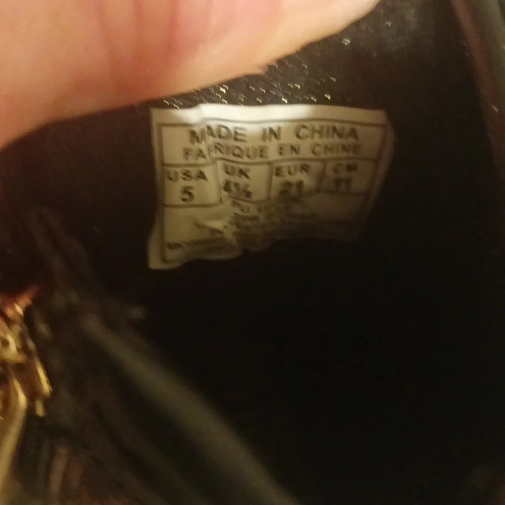 Stylish Michael Kors Black Kids Combat Boots with Gold Studded Accents Size 5